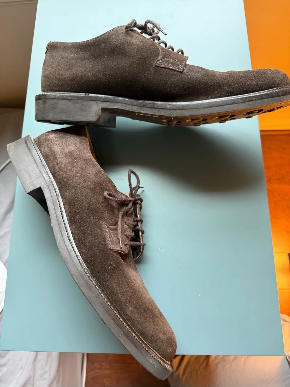 J. Crew Men's Dark Brown Suede Ludlow Derby lace-up work or school shoes